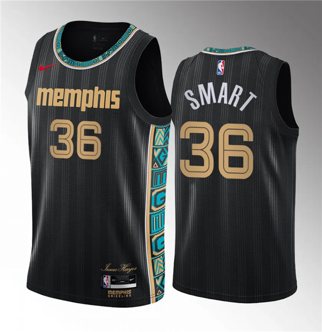 Men's Memphis Grizzlies #36 Marcus Smart Black 2020/21 City Edition Stitched Basketball Jersey