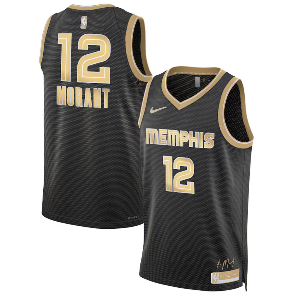 Men's Memphis Grizzlies #12 Ja Morant Black 2024 Select Series Stitched Jersey