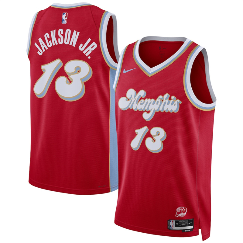 Men's Memphis Grizzlies #13 Jaren Jackson Jr. Red 2024/25 City Edition Stitched Basketball Jersey Men's Memphis Grizzlies #13 Jaren Jackson Jr. Red 2024/25 City Edition Stitched Basketball Jersey