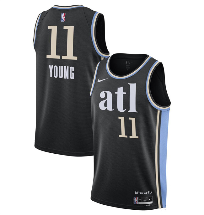Youth Atlanta Hawks #11 Trae Young 2023/24 Black City Edition Stitched Jersey