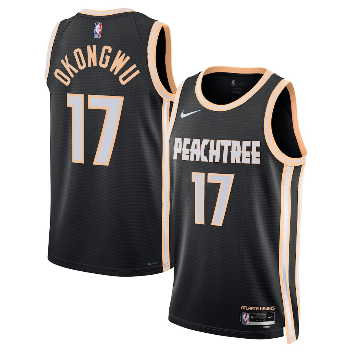 Men's Atlanta Hawks #17 Onyeka Okongwu Black 2025/26 City Edition Stitched Jersey
