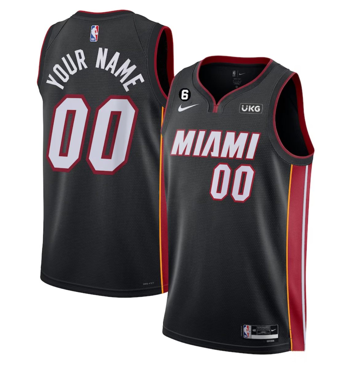 Men's Miami Heat Active Player Custom Black Icon Edition With NO.6 Patch Stitched Basketball Jersey