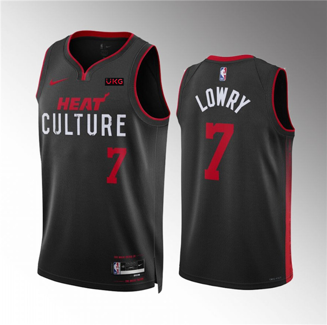 Men's Miami Heat #7 Kyle Lowry Red Black 2023/24 City Edition Stitched Basketball Jersey