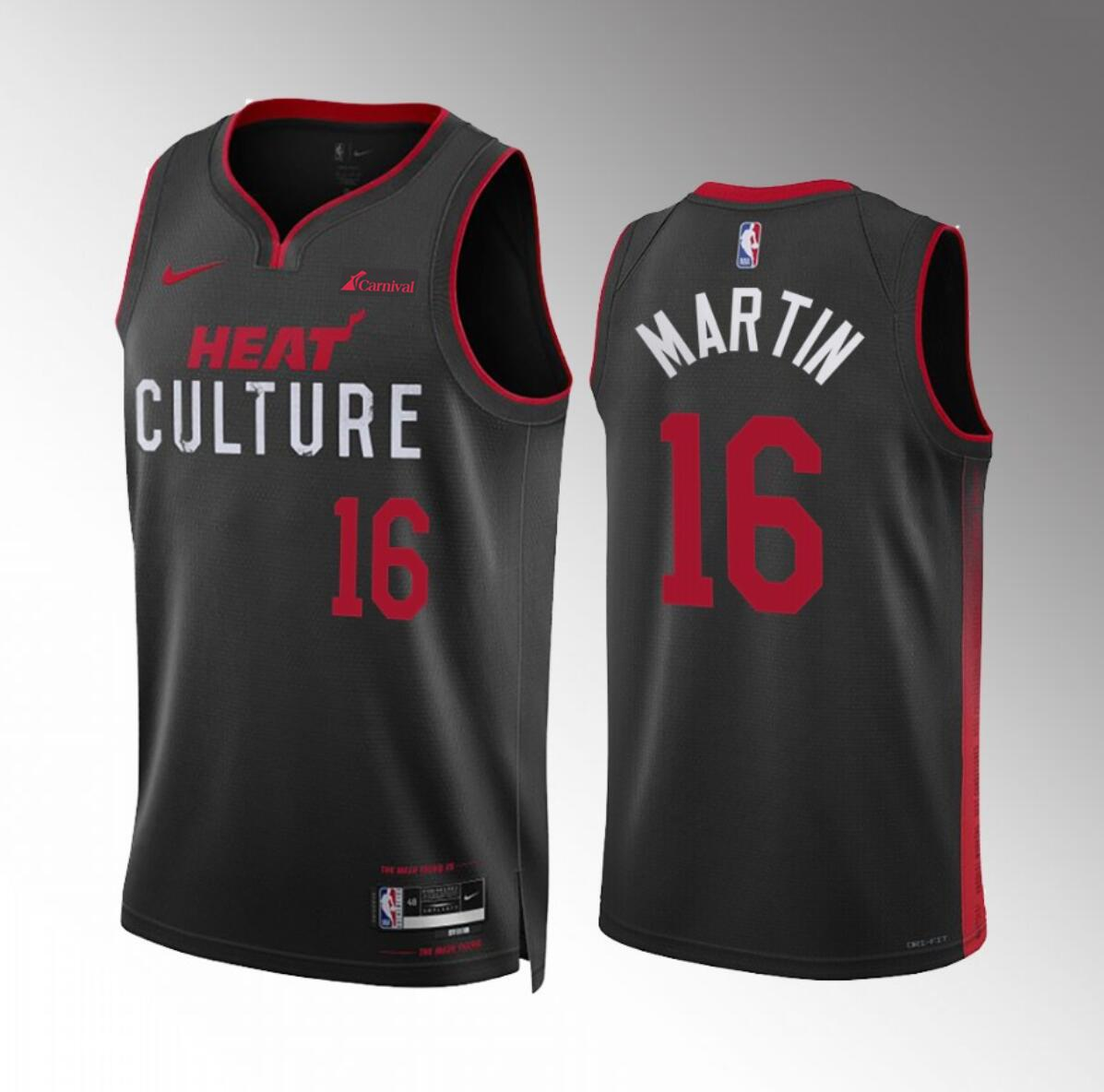 Men's Miami Heat #16 Caleb Martin Black 2023/24 City Edition Stitched Basketball Jersey