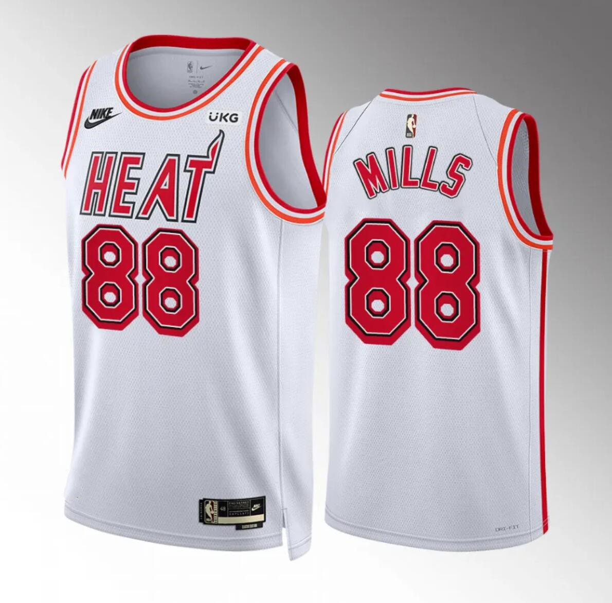 Men's Miami Heat #88 Patrick Mills White Classic Edition Stitched Basketball Jersey