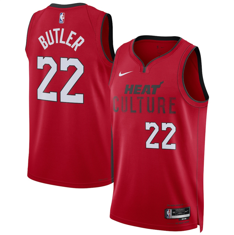 Men's Miami Heat #22 Jimmy Butler Red 2024/25 City Edition Stitched Basketball Jersey Men's Miami Heat #22 Jimmy Butler Red 2024/25 City Edition Stitched Basketball Jersey