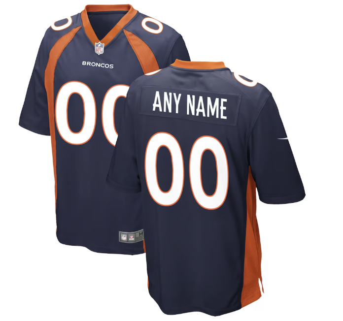 Women's Denver Broncos Custom Navy Alternate Stitched Game Jersey(Run Small)