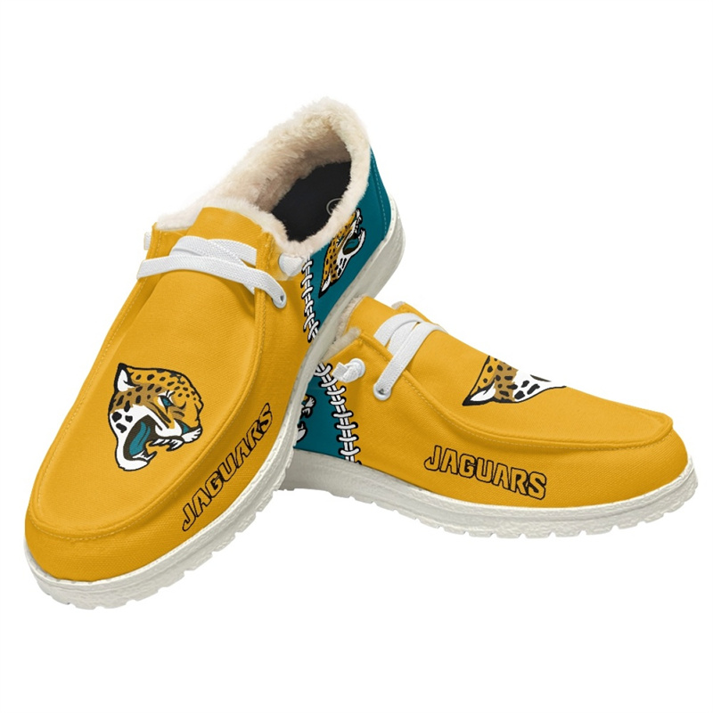 Women's Jacksonville Jaguars Loafers Lace Up Fuzzy Lined Shoes 001 (Pls check description for details)