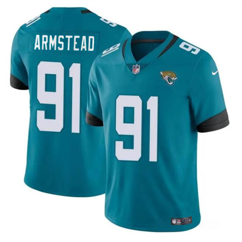 Youth Jacksonville Jaguars #91 Arik Armstead Teal Vapor Untouchable Limited Stitched Jersey