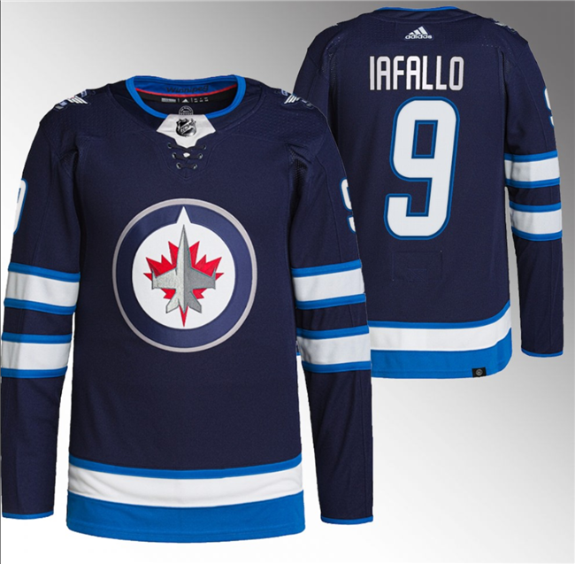 Men's Winnipeg Jets #9 Alex Iafallo Navy Stitched Jersey