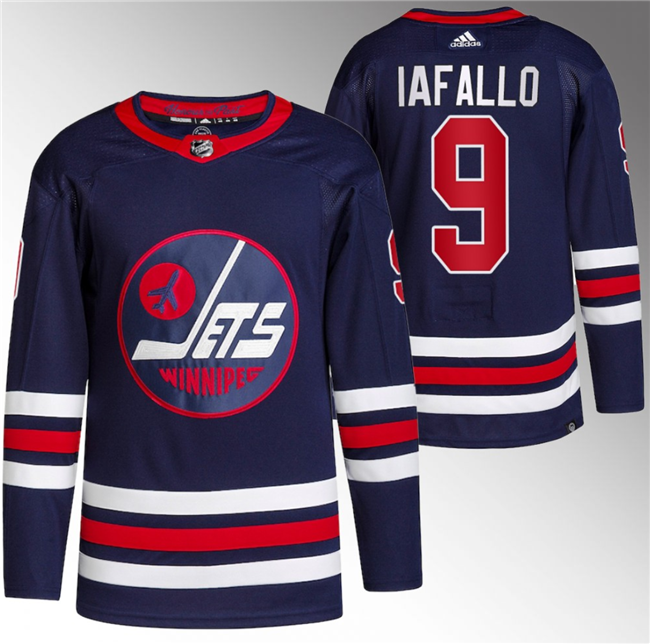 Men's Winnipeg Jets #9 Alex Iafallo 2021/22 Navy Stitched Jersey