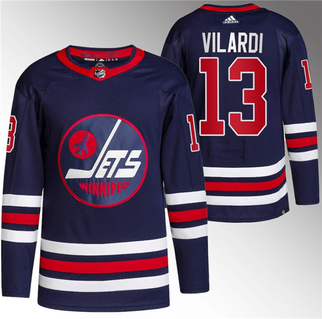 Men's Winnipeg Jets #13 Gabriel Vilardi 2021/22 Navy Stitched Jersey