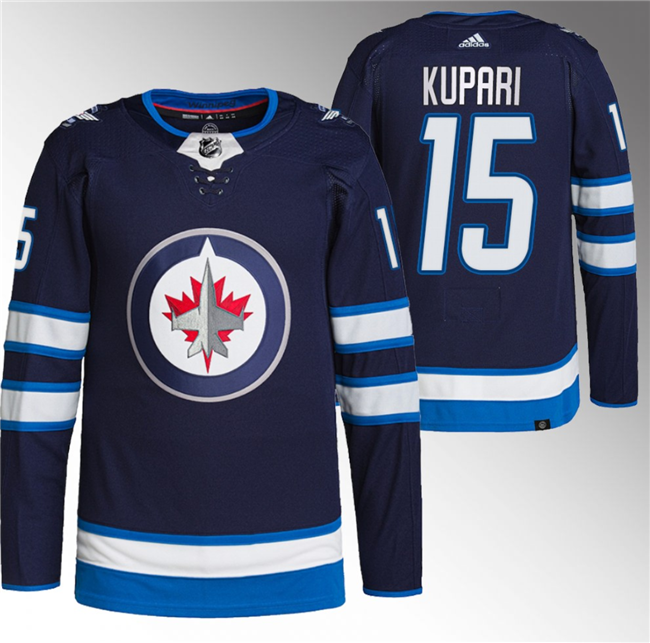 Men's Winnipeg Jets #15 Rasmus Kupari Navy Stitched Jersey