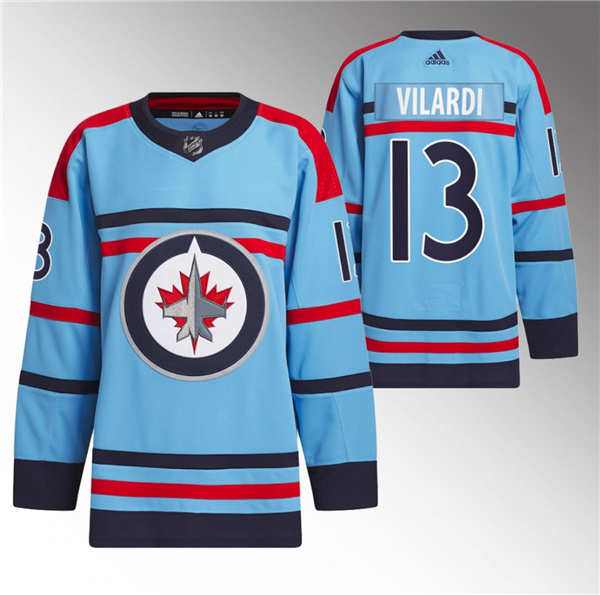 Men's Winnipeg Jets #13 Gabriel Vilardi Light Blue Anniversary Primegreen Stitched Jersey