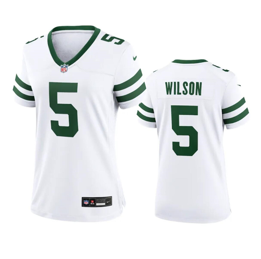 Women's New York Jets #5 Garrett Wilson White 2024 Stitched Football Jersey(Run Small)