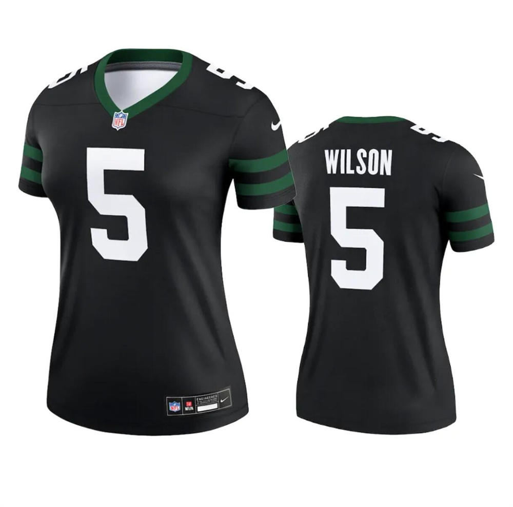 Women's New York Jets #5 Garrett Wilson Black 2024 Stitched Football Jersey(Run Small)