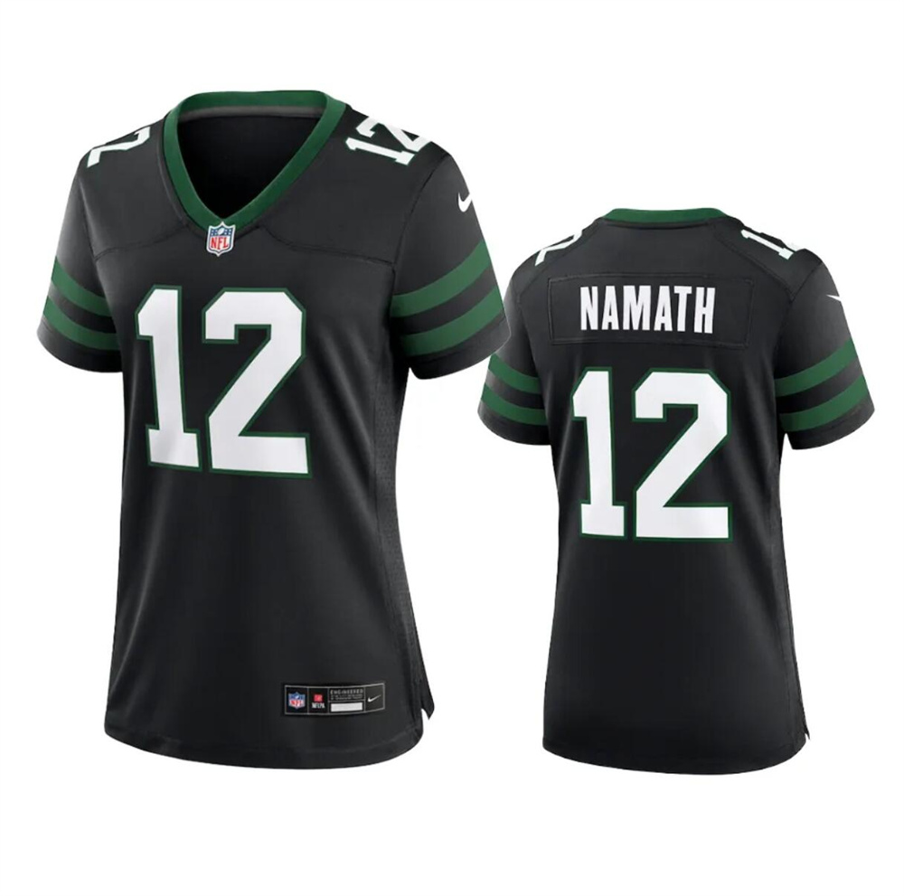 Women's New York Jets #12 Joe Namath Black 2024 Stitched Football Jersey(Run Small)