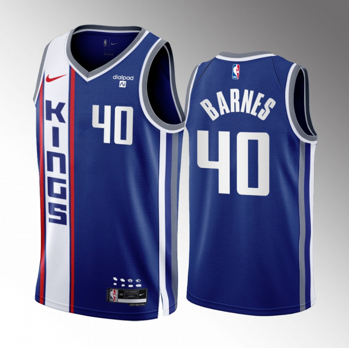Men's Sacramento Kings #40 Harrison Barnes Blue 2023/24 City Edition Stitched Basketball Jersey
