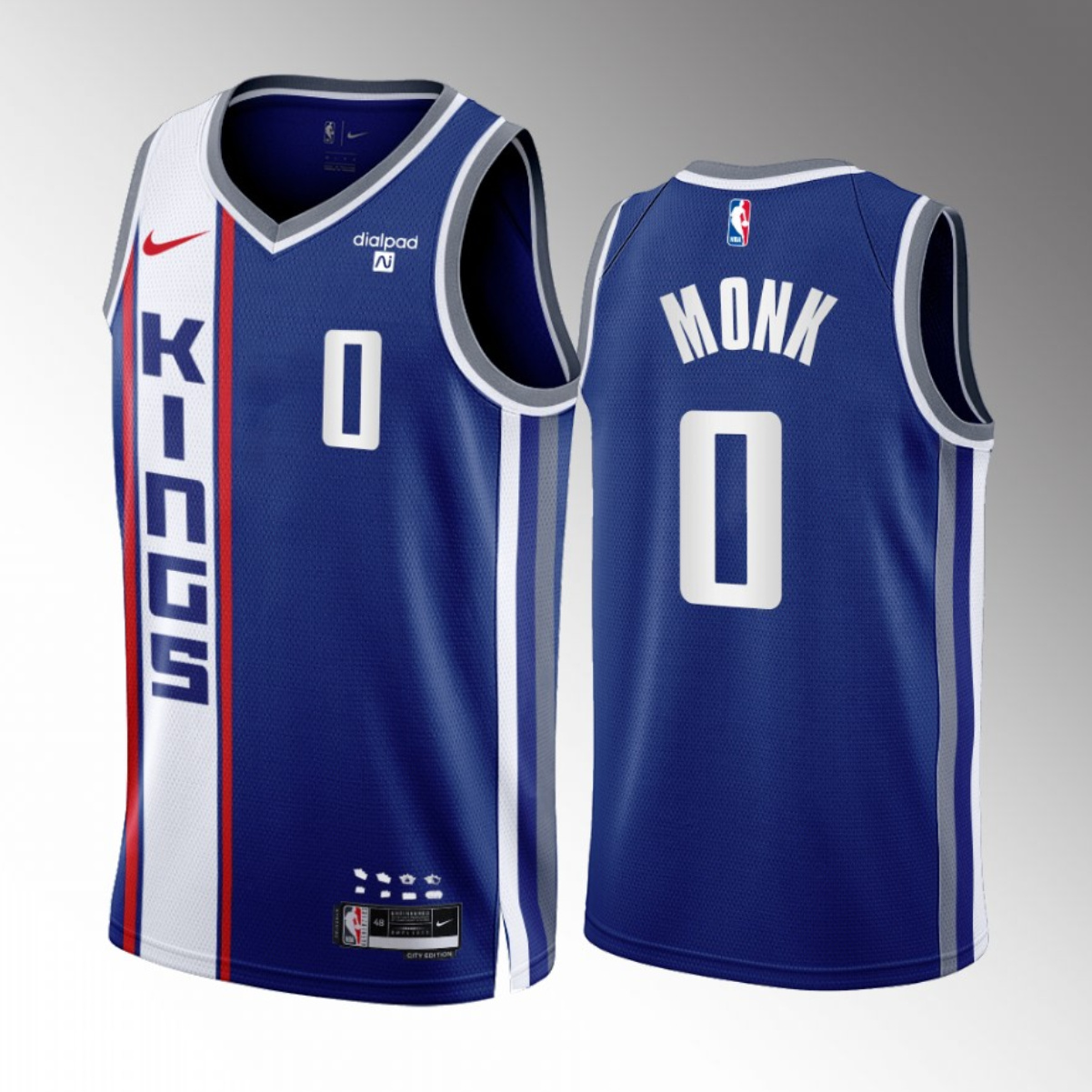 Men's Sacramento Kings #0 Malik Monk Blue 2023/24 City Edition Stitched Basketball Jersey