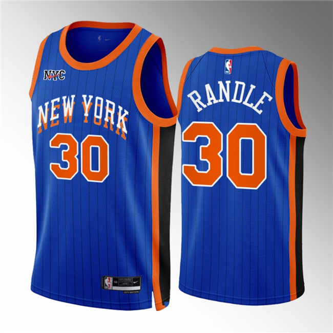 Men's New Yok Knicks #30 Julius Randle Blue 2023/24 City Edition Stitched Basketball Jersey