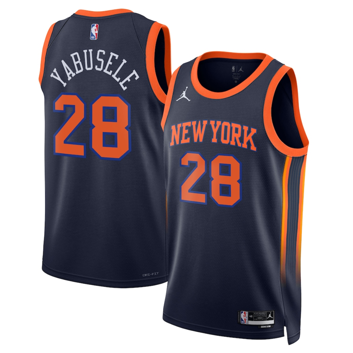 Men's New Yok Knicks #28 Guerschon Yabusele Black 2025 Statement Edition Stitched Basketball Jersey Men's New Yok Knicks #28 Guerschon Yabusele Black 2025 Statement Edition Stitched Basketball Jersey