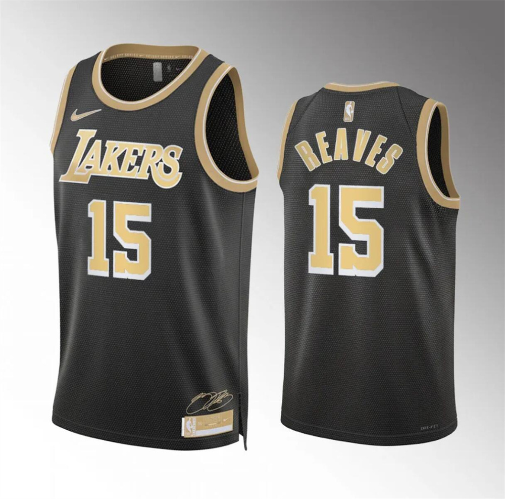 Men's Los Angeles Lakers #15 Austin Reaves Black 2024 Select Series Stitched Basketball Jersey