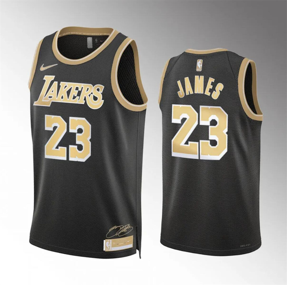 Men's Los Angeles Lakers #23 LeBron James Black 2024 Select Series Stitched Basketball Jersey