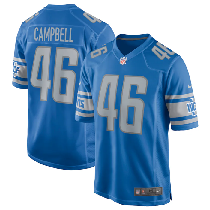 Youth Detroit Lions #46 Jack Campbell Blue Stitched Game Jersey