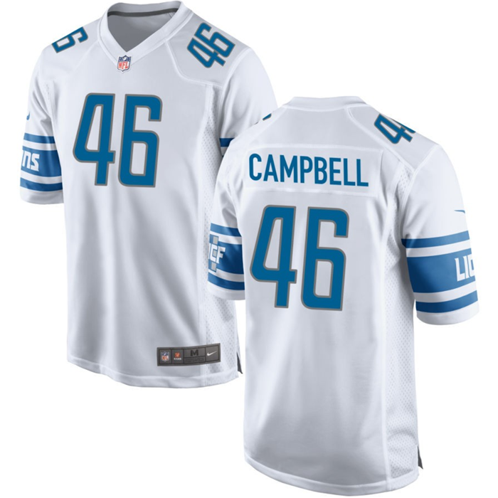 Youth Detroit Lions #46 Jack Campbell White Stitched Game Jersey