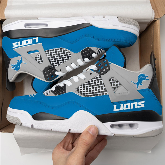 Men's Detroit Lions Running weapon Air Jordan 4 Shoes 001