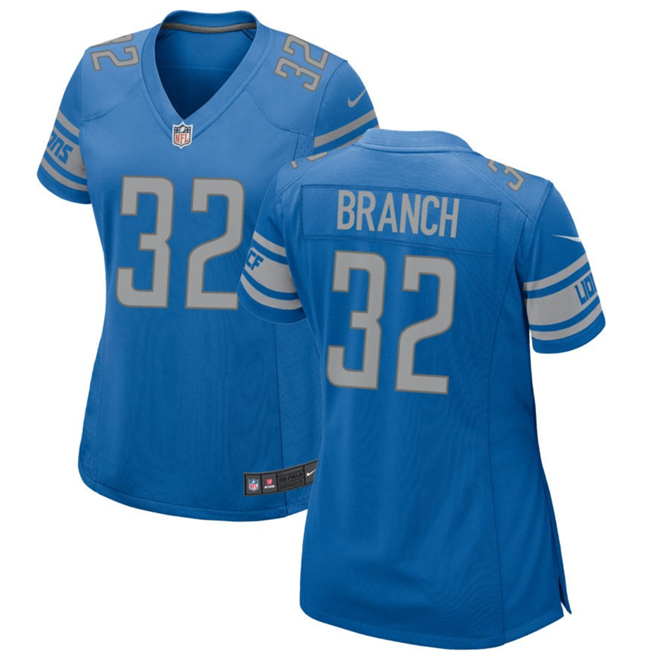 Women's Detroit Lions #32 Brian Branch Blue Stitched Jersey(Run Smaller)
