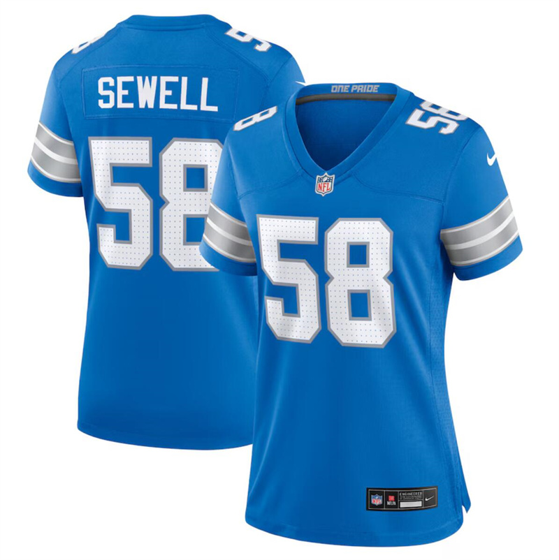 Women's Detroit Lions #58 Penei Sewell Blue Stitched Jersey(Run Smaller)