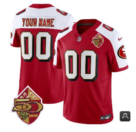 Men's San Francisco 49ers Customized Red/White 2023 F.U.S.E. 50th Patch Throwback Stitched Jersey