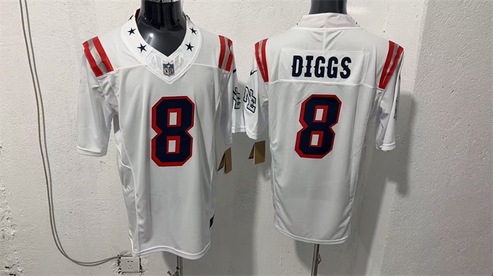 Men's New England Patriots #8 Stefon Diggs White F.U.S.E. Vapor Limited Stitched Football Jersey