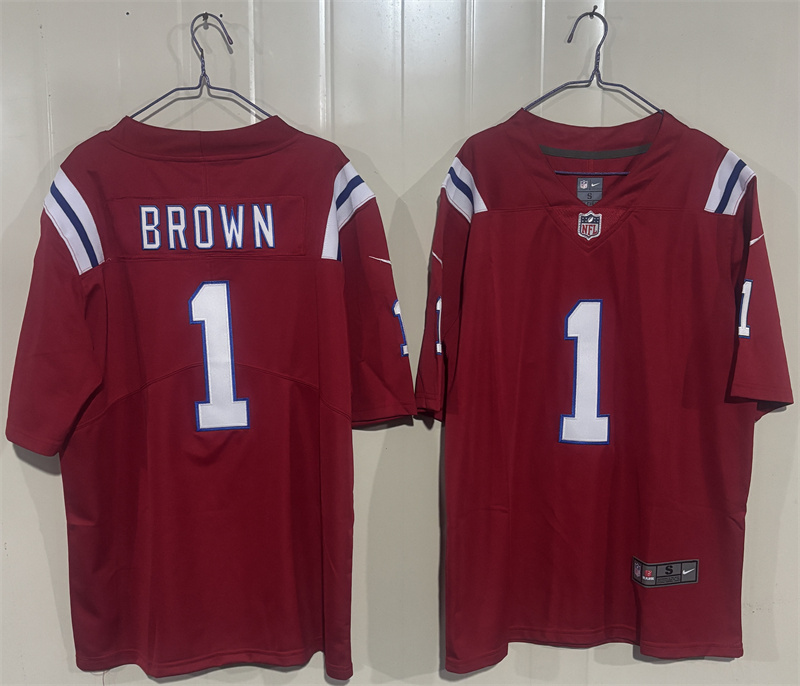 Men's New England Patriots #1 A.J. Brown Red 2026 Vapor Limited Stitched Football Jersey