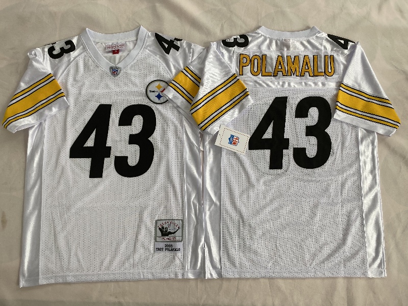 Men's Pittsburgh Steelers #43 Troy Polamalu White Stitched Football Jersey Men's Pittsburgh Steelers #43 Troy Polamalu White Stitched Football Jersey