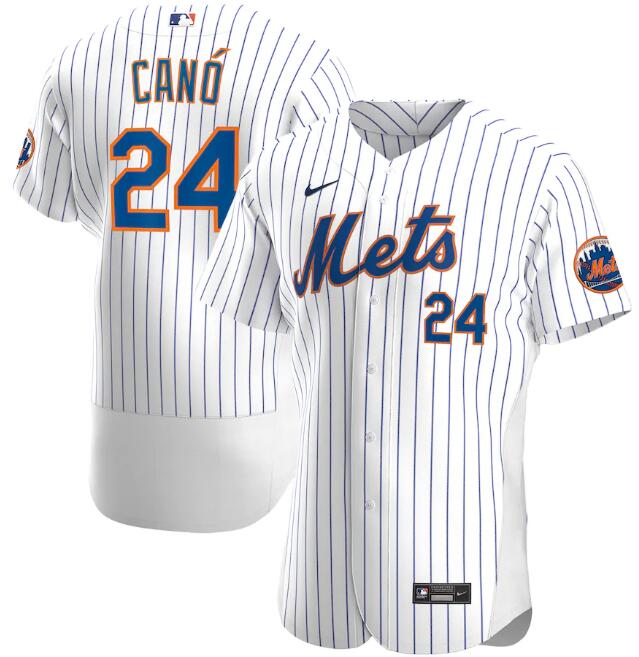 Men's New York Mets #24 Robinson Canó White Flex Base Stitched Jersey