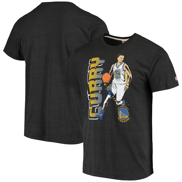 Men's Golden State Warriors Stephen Curry Grey Homage Tri-Blend Shooting Stars T-Shirt