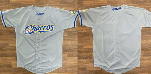 Men's Charros de Jalisco Blank Gray Stitched Baseball Jersey