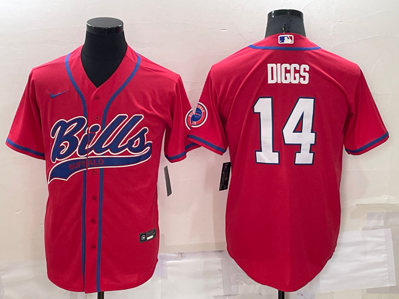 Men's Buffalo Bills #14 Stefon Diggs Pink Cool Base Stitched Baseball Jersey