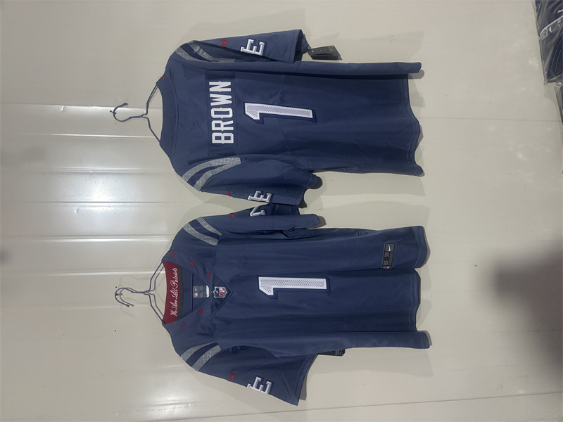 Men's New England Patriots #1 A.J. Brown Blue 2025 F.U.S.E. “Rivalries” Vapor Limited Stitched Football Jersey