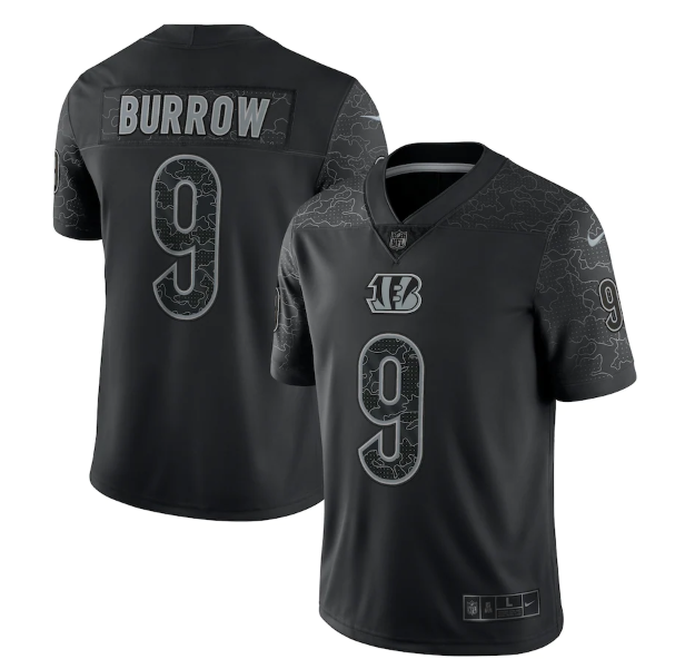 Men's Cincinnati Bengals #9 Joe Burrow Reflective Limited Stitched Jersey
