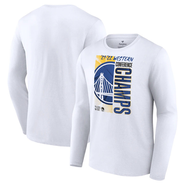 Men's Golden State Warriors 2022 White Western Conference Champions Locker Room Long Sleeve T-Shirt