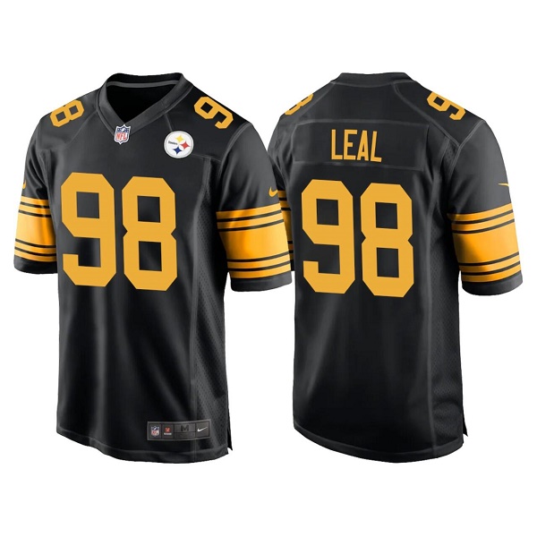 Men's Pittsburgh Steelers #98 DeMarvin Leal Black Color Rush Stitched Jersey
