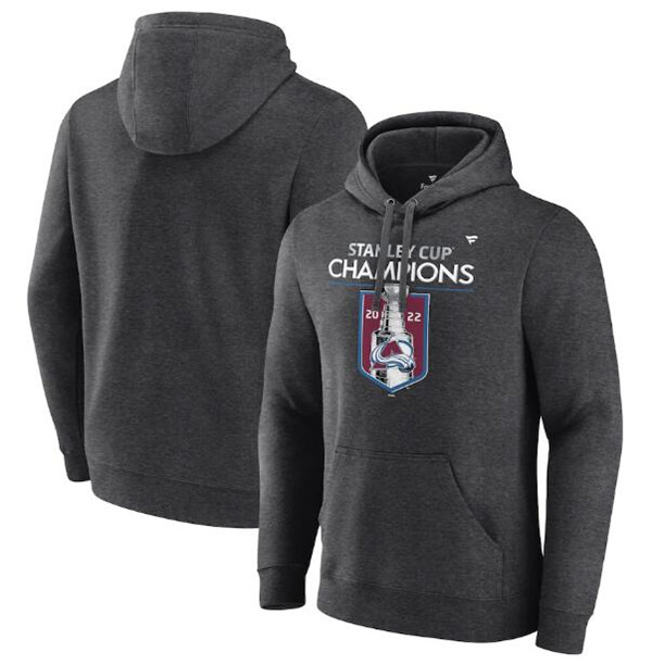 Men's Colorado Avalanche Heathered Charcoal 2022 Stanley Cup Champions Locker Room Pullover Hoodie