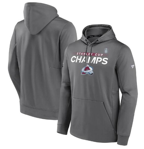 Men's Colorado Avalanche Heathered Charcoal 2022 Stanley Cup Champions Big & Tall Locker Room Pullover Hoodie