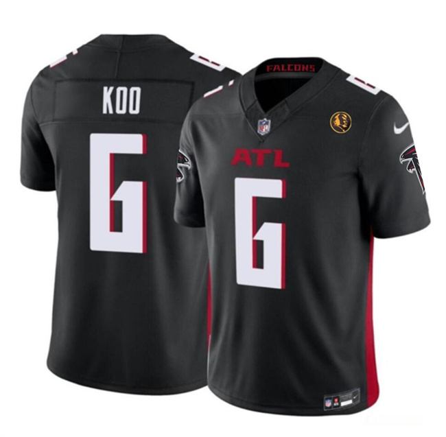 Men's Atlanta Falcons #6 Younghoe Koo Black 2023 F.U.S.E. With John Madden Patch Vapor Limited Stitched Football Jersey