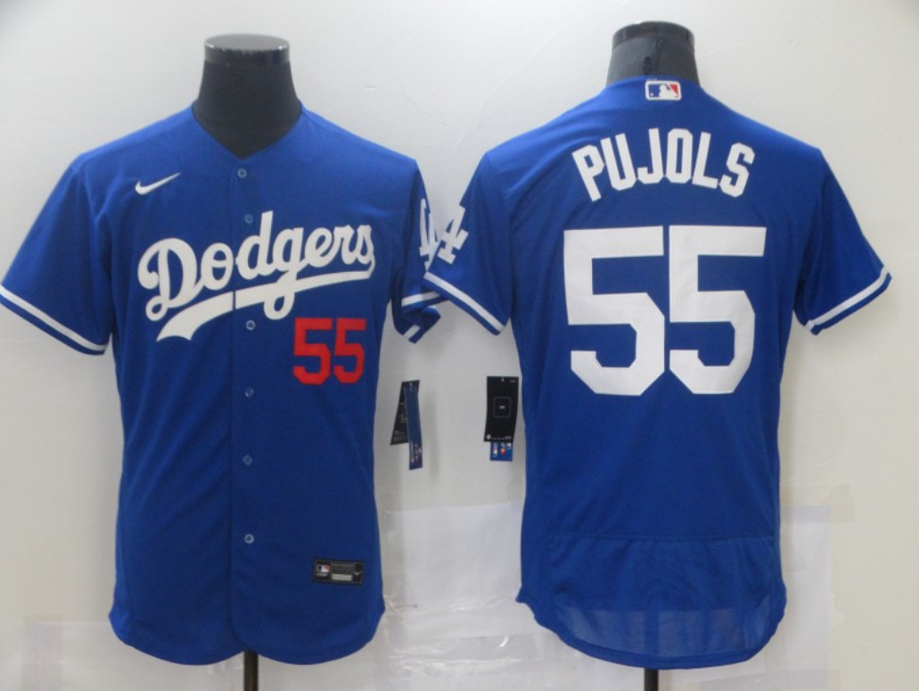 Men's Los Angeles Dodgers #55 Albert Pujols Royal Blue Flex Base Sttiched Jersey