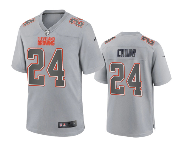 Men's Cleveland Browns #24 Nick Chubb Grey Atmosphere Fashion Stitched Game Jersey