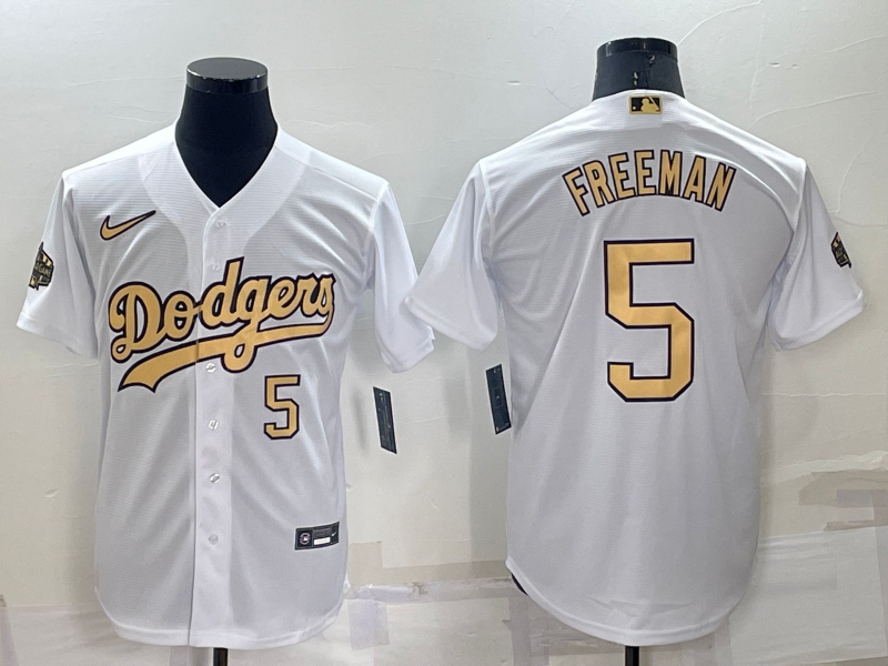 Men's Los Angeles Dodgers #5 Freddie Freeman 2022 All-Star White Cool Base Stitched Baseball Jersey